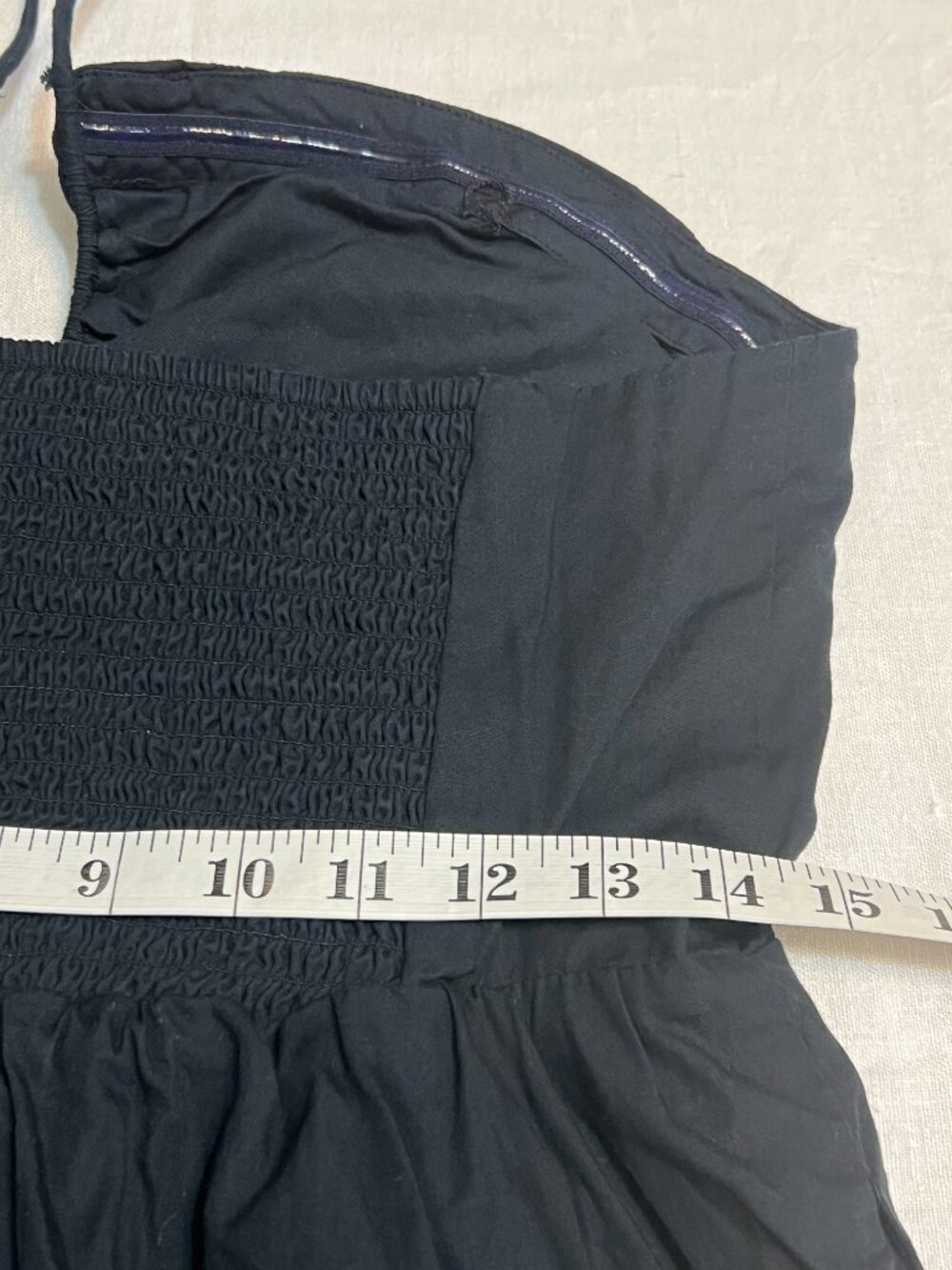 Anthropologie Black Halter Smocked Tiered Mini Dress Keyhole Cutout Size M - Picture 8 of 10